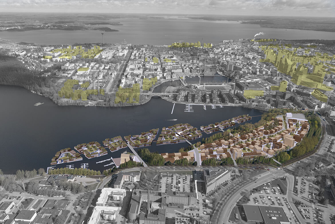 Waterstudio, Blue+Green Stram, Building Blocks, masterplan Areal view