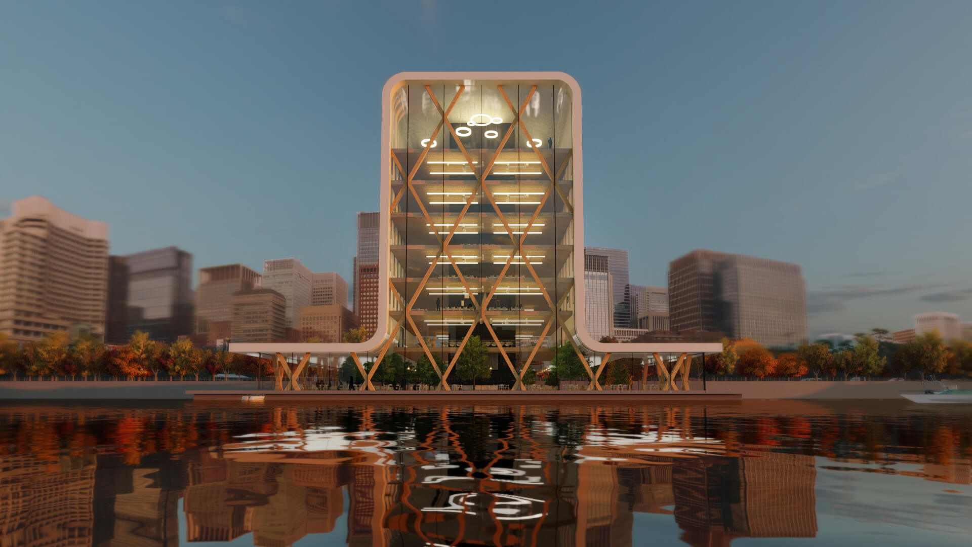 20210105 Front View Sunset Waterstudio.nl - Floating office