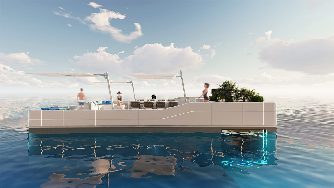 Waterstudio Floating Movable Restaurant, Day View