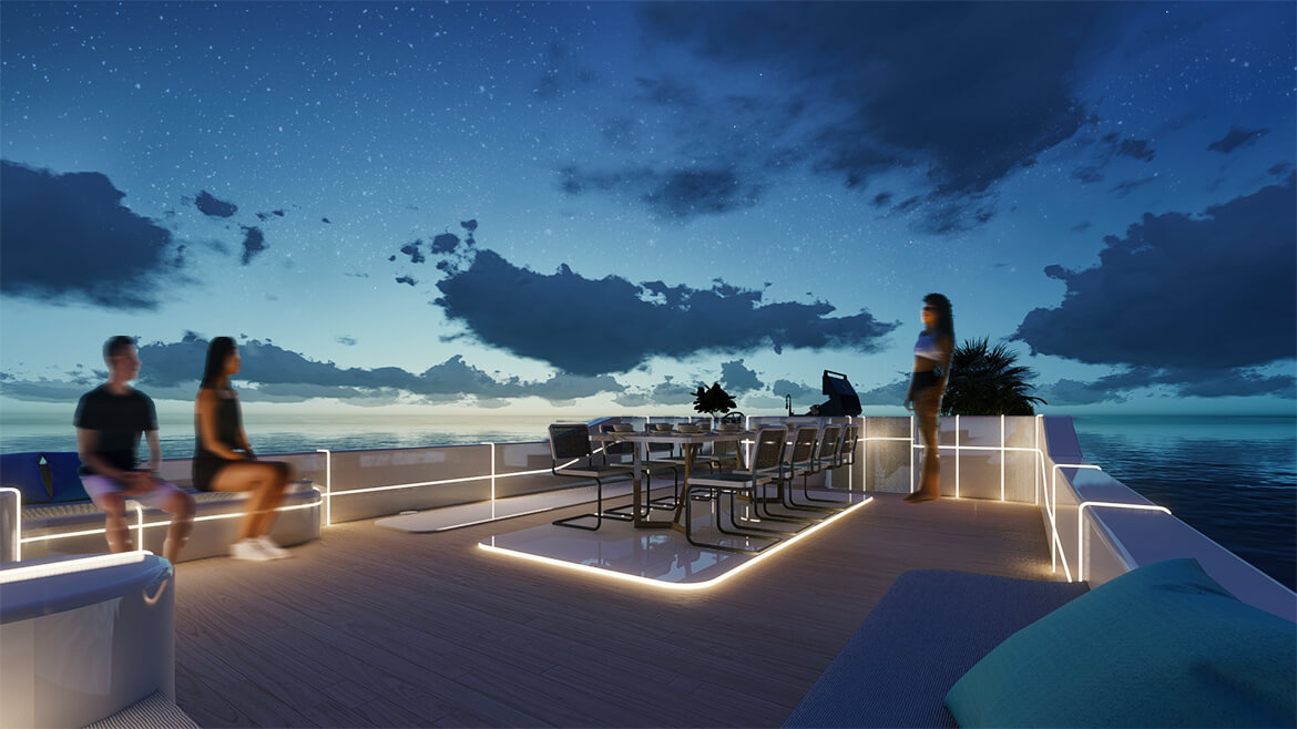 Waterstudio Floating Movable Restaurant, Night View