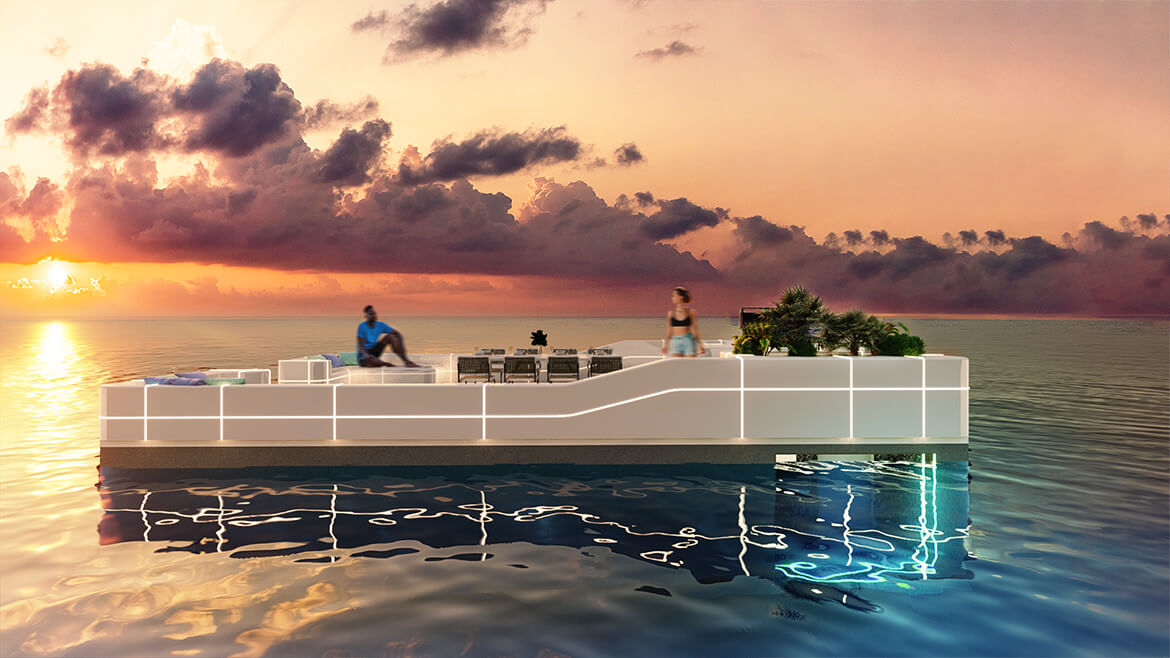 Waterstudio Floating Movable Restaurant, Sunset View
